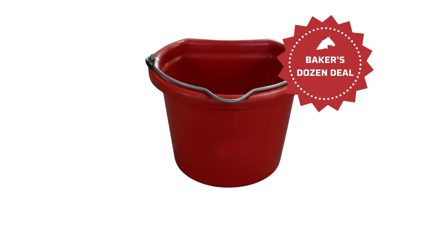 8 Quart Flat Back Feed & Water Buckets, Baker's Dozen 13 Pack