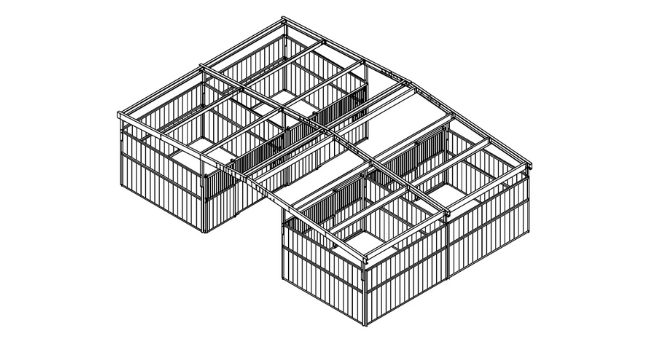 Shelter Kit #11: Four 12' x 12' Stalls with Breezeway