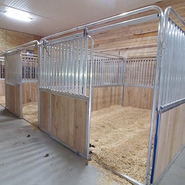 Modular Aluminum Horse Stalls, Puckboard or Wood, 10' or 12'
