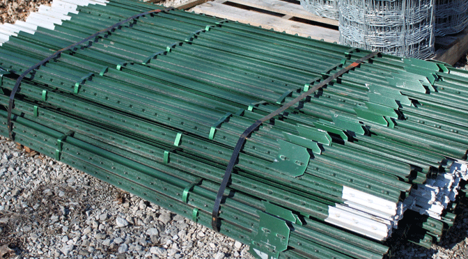 6 1/2' Heavy Steel T-Post, Green, 1.25 Gauge