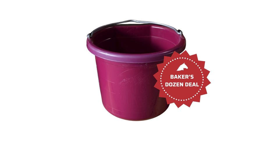 6 Gallon Flat Back Feed & Water Buckets, Baker's Dozen 13 Pack