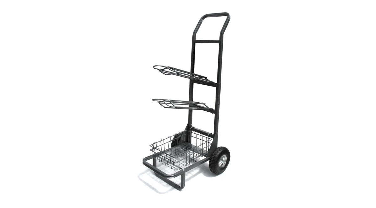Rolling Saddle Cart, Gray Powder Coated Steel