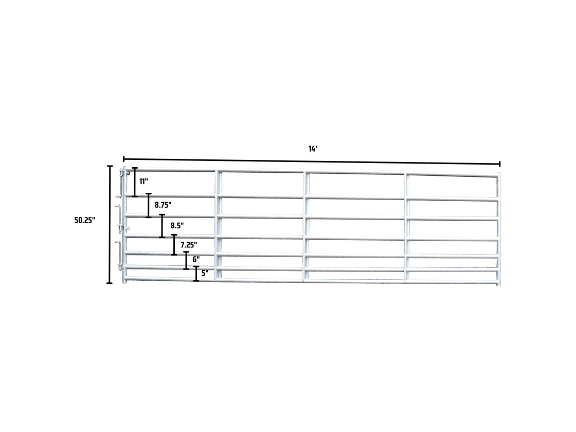 7 Bar Cashmans Hot Dipped Galvanized Horse Gate, 4' to 16'
