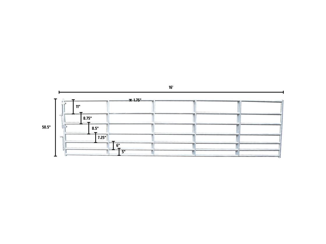 7 Bar Cashmans Hot Dipped Galvanized Horse Gate, 4' to 16'