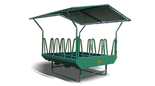 Tombstone Round Bale Pasture Feeder with Roof