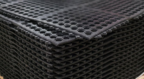 Wash Bay Rubber Mats with Drainage Holes, 3' x 3' x 1/2"