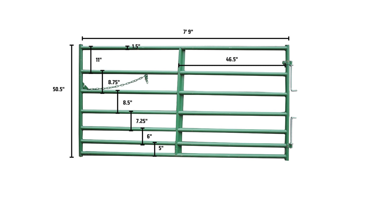 7 Bar Cashmans Regular Horse Gate, 4' to 20' — measurements