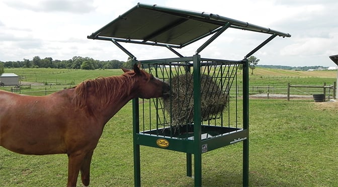 square bale pasture feeder for horses and cattle