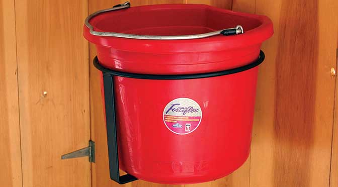 Stationary Steel Bucket Holder, Wall Mount