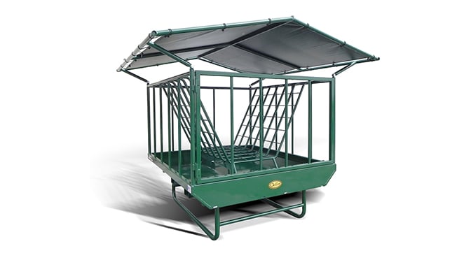 Heavy Duty Round Bale Pasture Feeder with End Gate for Horses