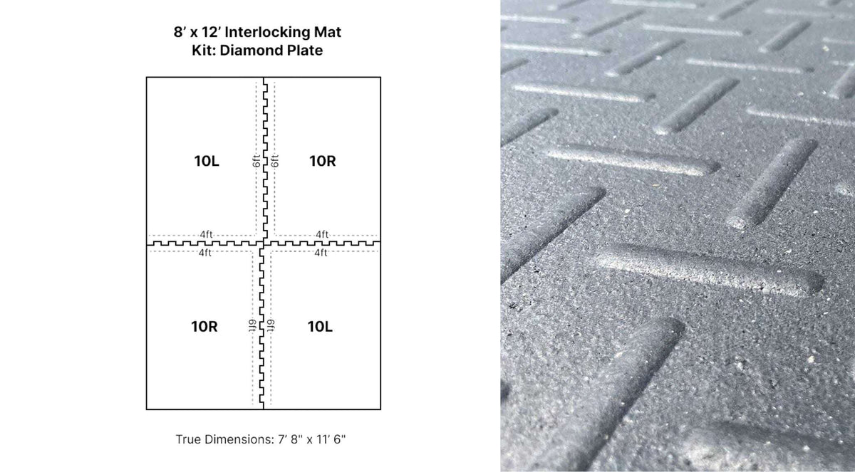 8' x 12' Diamond Interlocking Rubber Floor Mat Kit