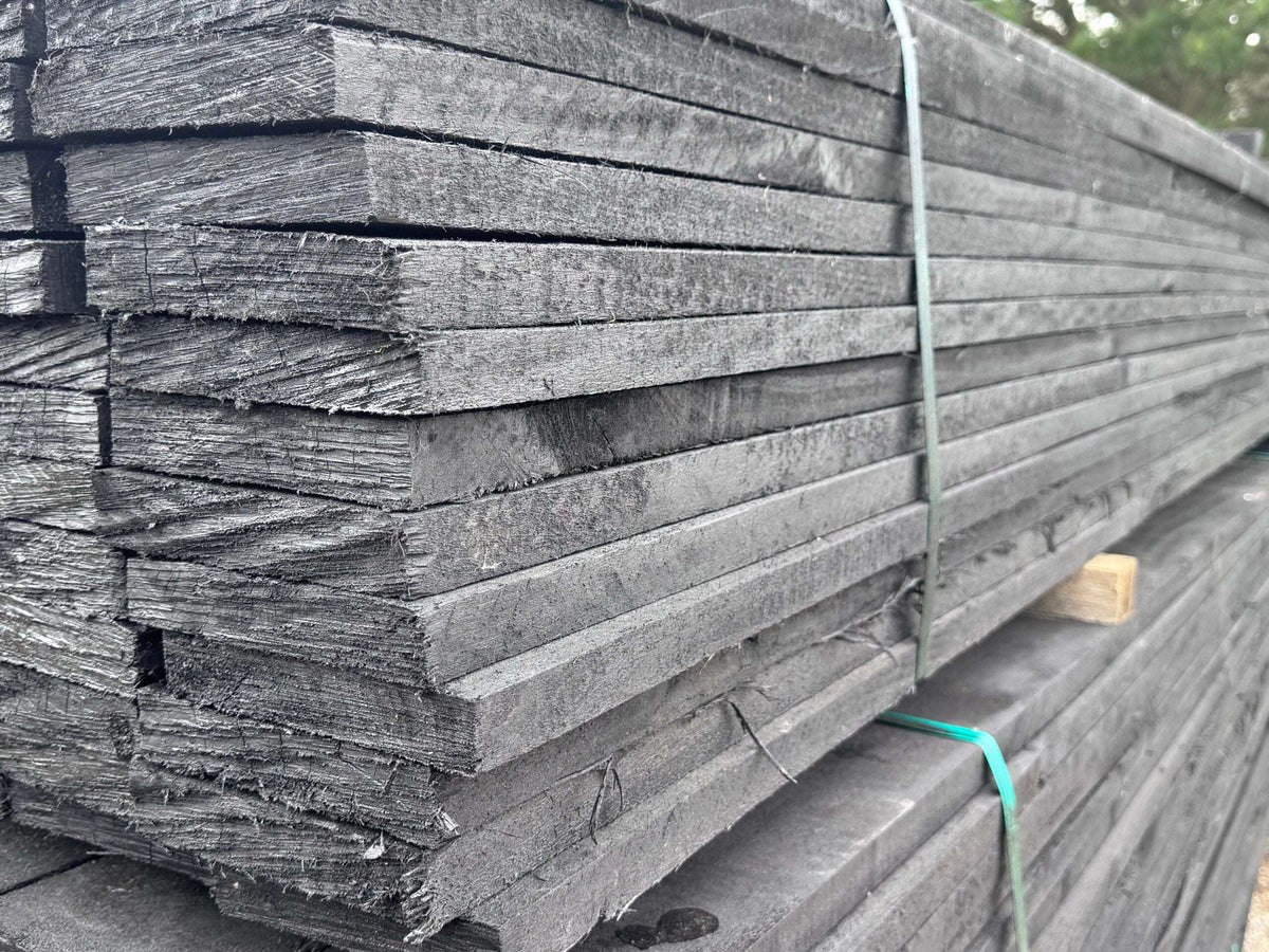 Black Pressure-Painted 1" x 6" x 16' Poplar Fence Board