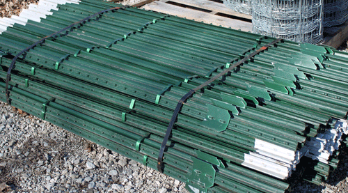 6 1/2' Heavy Steel T-Post, Green, 1.25 Gauge