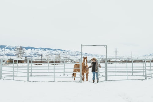 70' Hot Dipped Galvanized Horse Round Pen, 18 Panels & Walk-Thru - 6' High