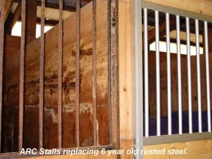 ARC horse stall installation replacing a rusted 6-year-old steel stall