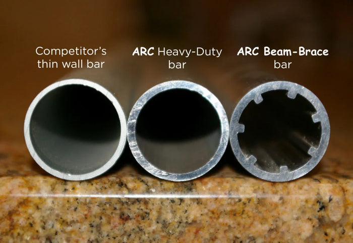 Competitor thin wall bar vs ARC Heavy-Duty bar vs ARC Beam-Brace bar