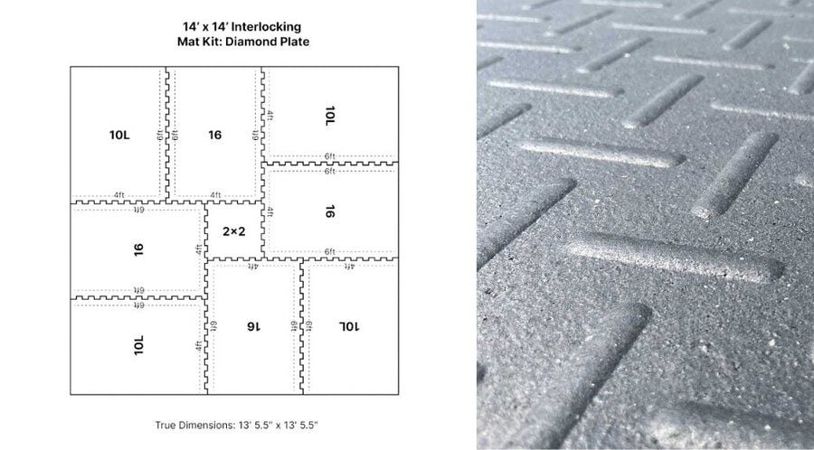 14' x 14' Diamond Interlocking Rubber Stall Mat Kit