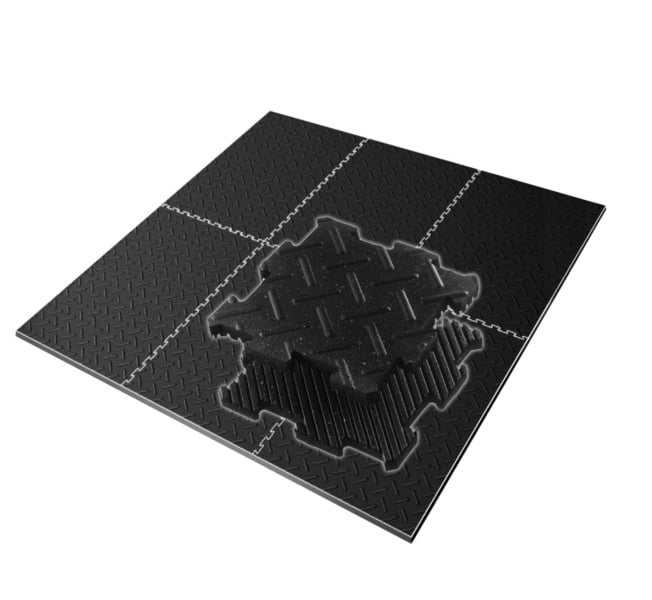 Diamond Plate Patterned Interlocking Rubber Floor Mats 4' x 6' x 3/4" — alternate view 3