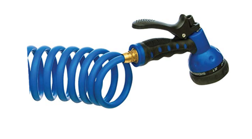 25' Coil Water Hose with Spray Nozzle