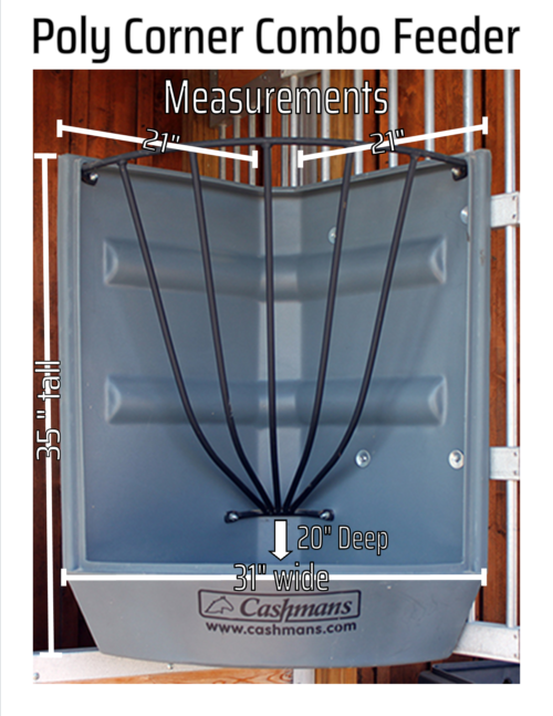 Grey Corner Poly Combo Feeder Measurements