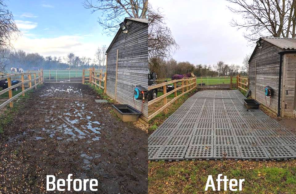 before and after using mud grids over existing mud